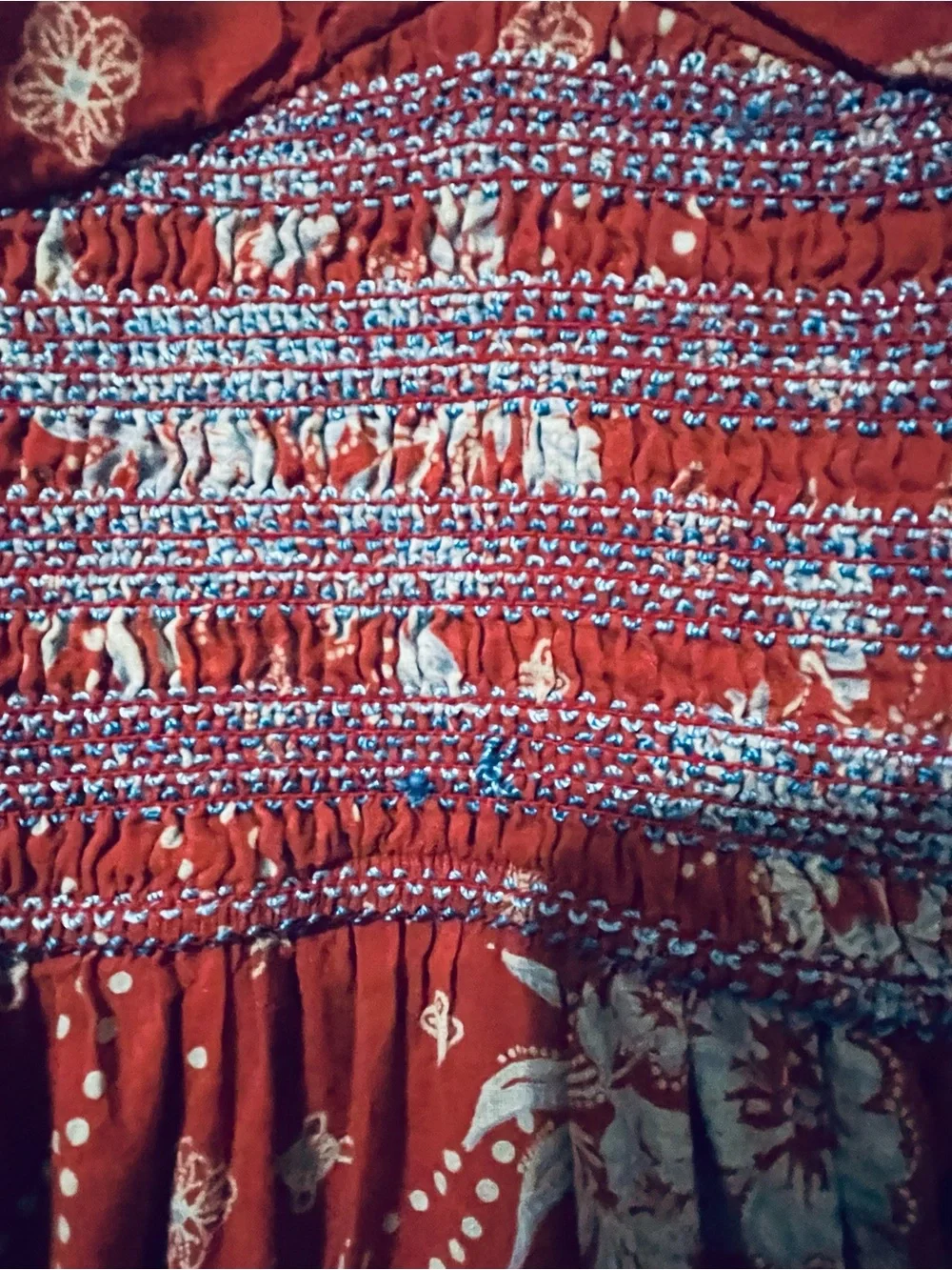 Free People Golden Hour Wine Combo Maxi Dress Red Blue Boho Cottagecore Medium